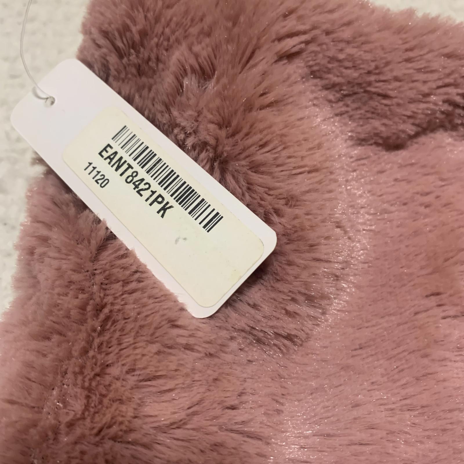 Elegant mauve faux fur knit cowl reversible, cozy and chic cold weather style.