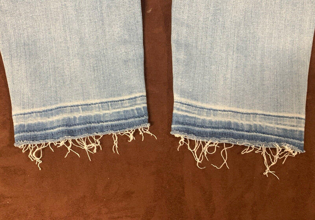 J. Crew Women's Jeans Size 27 Blue Light Wash Denim Skinny Crop Distress Raw Hem