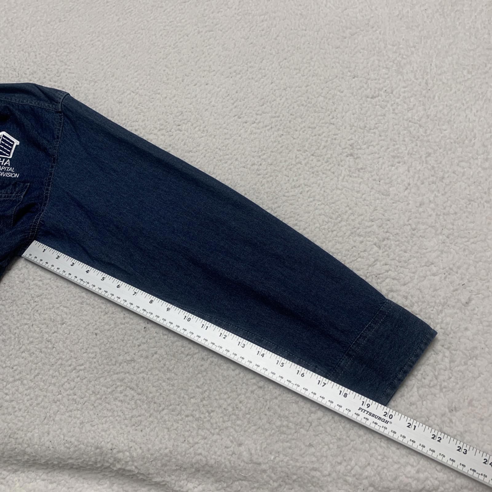 Port & Company Men's Size Large Denim Blue NYCHA Button-Up Shirt
