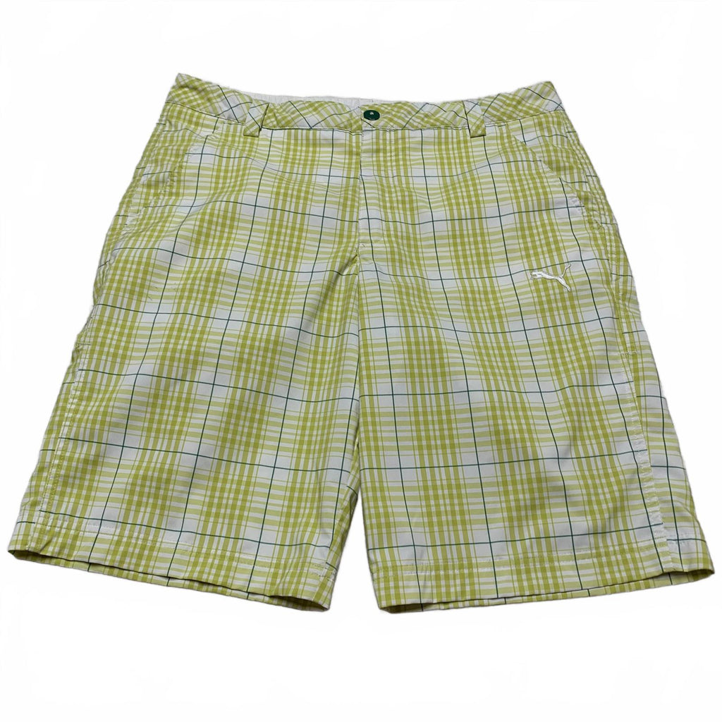 Cobra Puma Golf Mens Sz W 32 Green Plaid Summer Shorts W33.5
