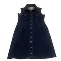 Long Elegant Legs Women's Size 16 Dark Blue Denim Button Front Sleeveless Dress