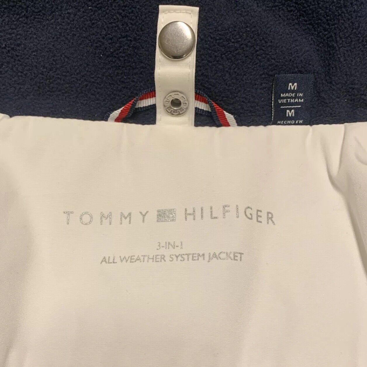Tommy Hilfiger Women's M White Weather Hood Jacket Rain Coat