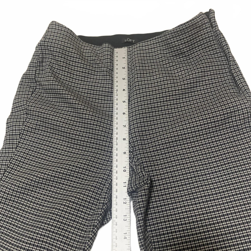 LOFT Women's Dress Pants Size 8 Black White Checkered Pattern Curvy Skinny