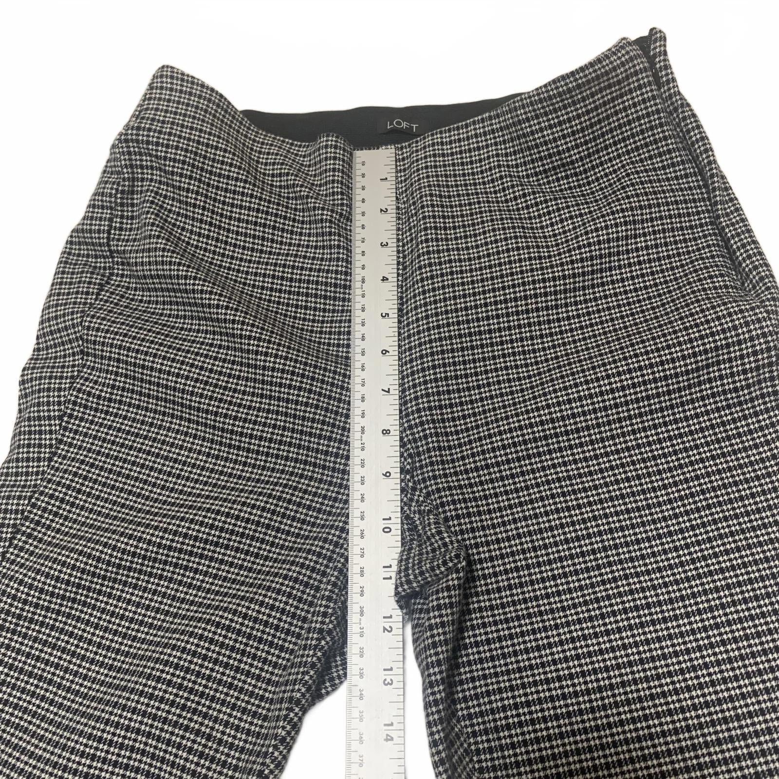 LOFT Women's Dress Pants Size 8 Black White Checkered Pattern Curvy Skinny