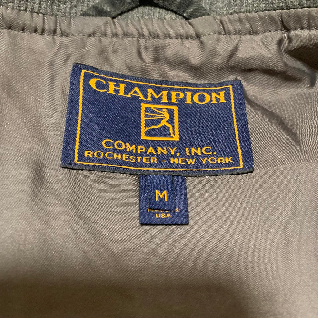 Vintage 90s Champion Co. Men's Size M Black Bomber Jacket Gray Ribbed Cuffs Hem