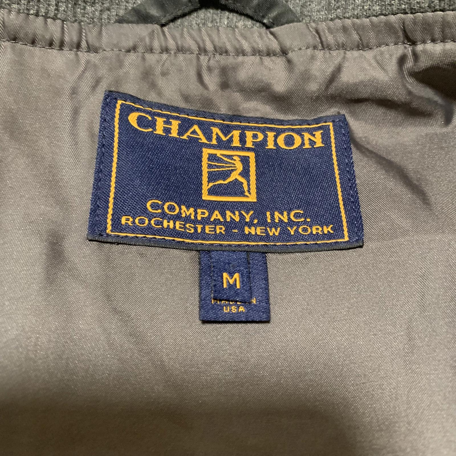 Vintage 90s Champion Co. Men's Size M Black Bomber Jacket Gray Ribbed Cuffs Hem