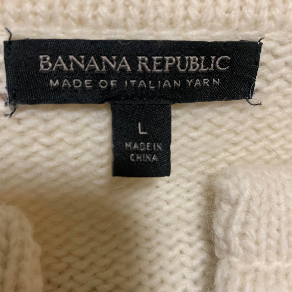 Banana Republic Women's Size L Cream Italian Yarn Cardigan Knit Long  Sweater