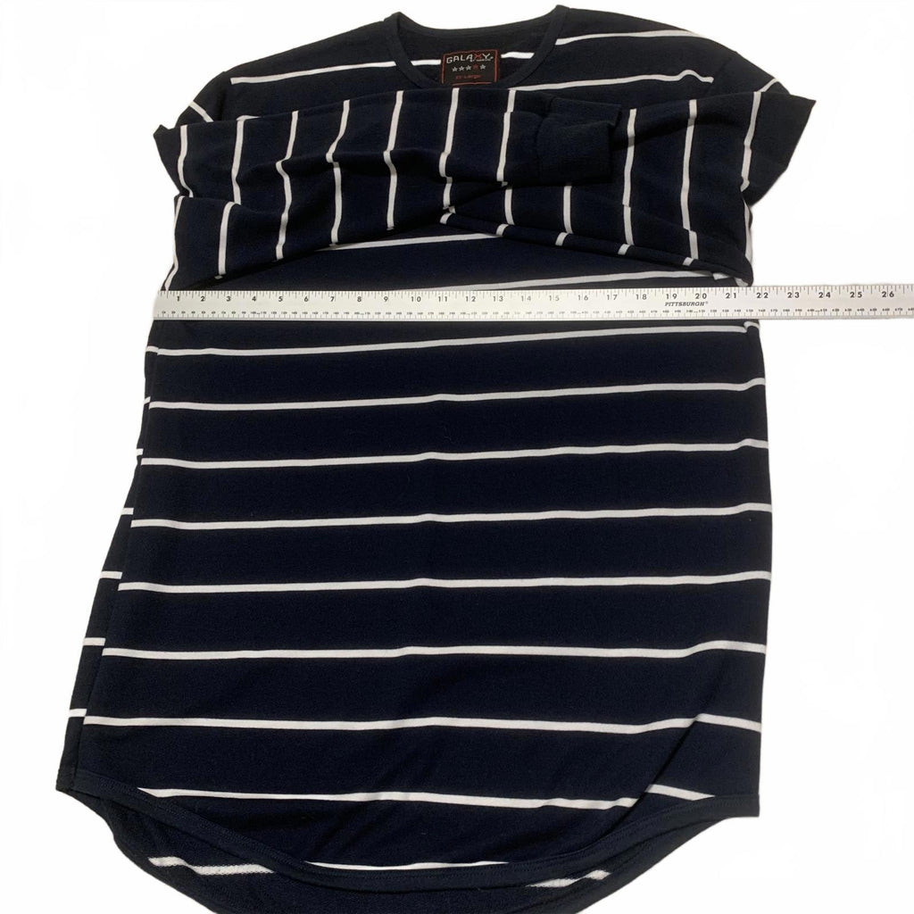 Galaxy Women's Size XXL Navy Blue White Striped Long Sleeve Shirt