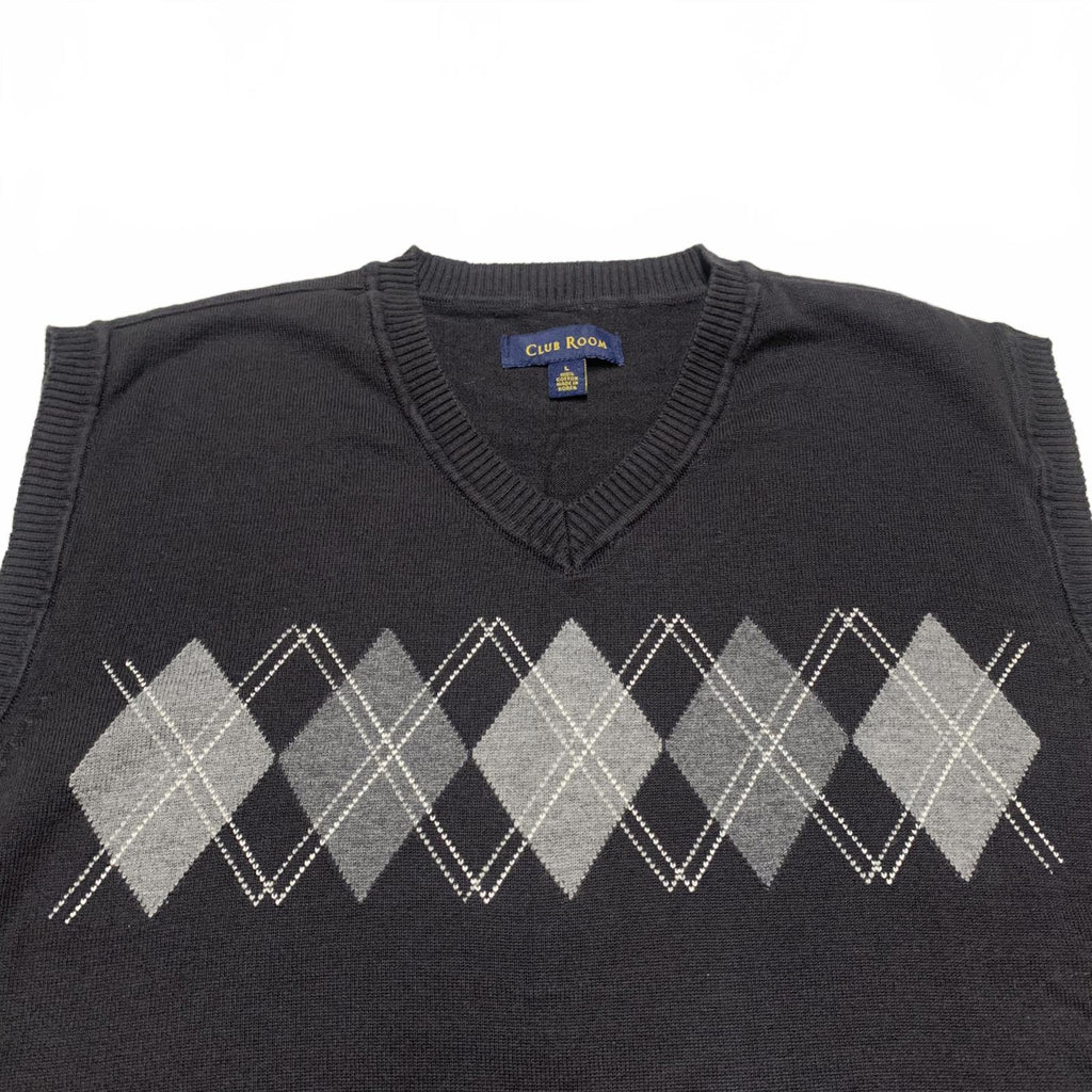 Club Room Men’s Size Large Black Argyle Sweater Vest