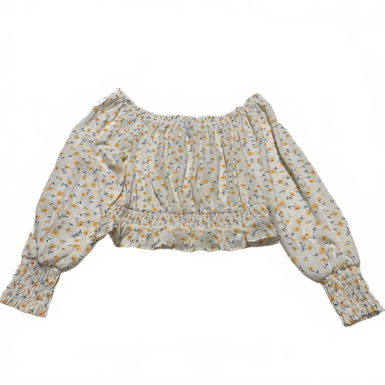 Helen Owen x Aqua Womens Sz Large Floral Off-Shoulder Crop Top