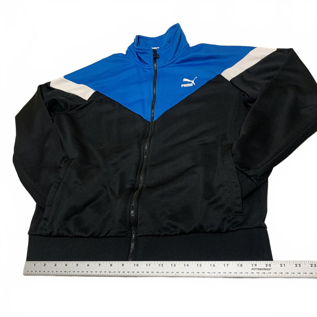 Puma Men's Size L Black Royal Blue Blue Track Jacket  Zip Up