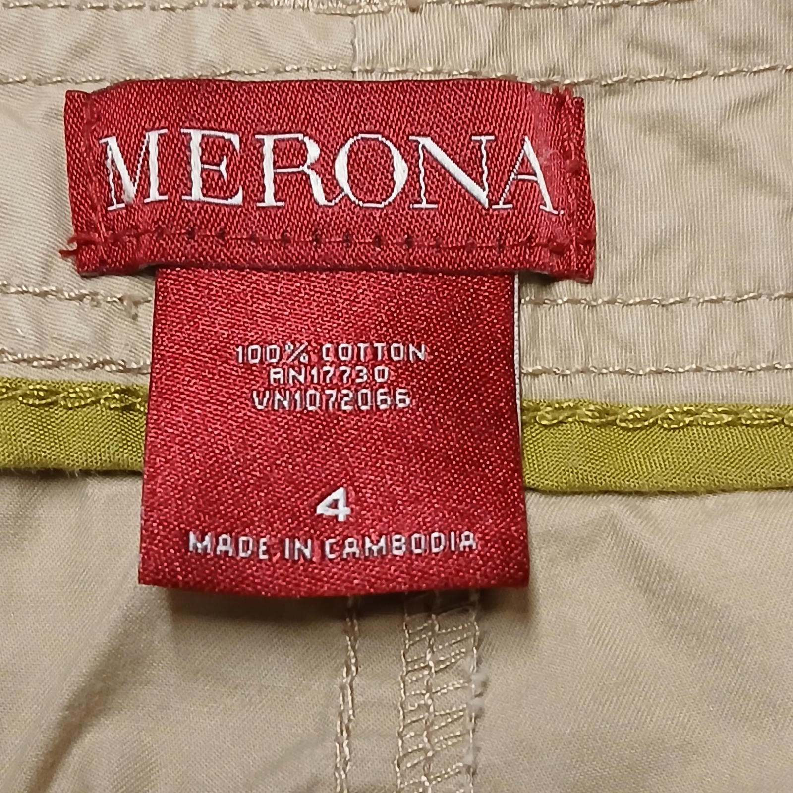 Merona Womens Sz 4 Beige Tan Comfortable Capris Cotton 29.5 x 20.5