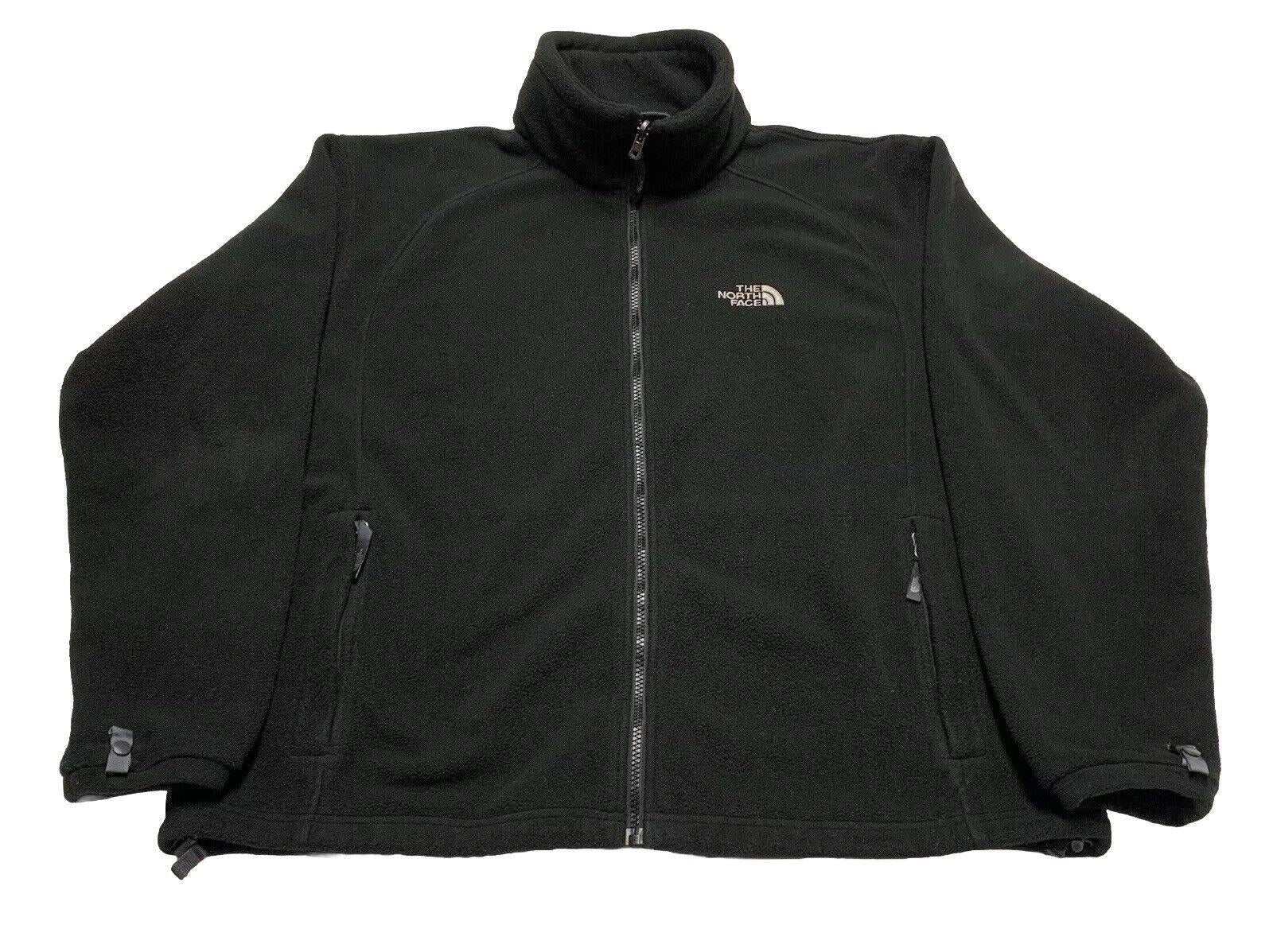 North Face Fleece Sweater Jacket Mens Sz L Black Full Zip Pockets Outdoor Winter