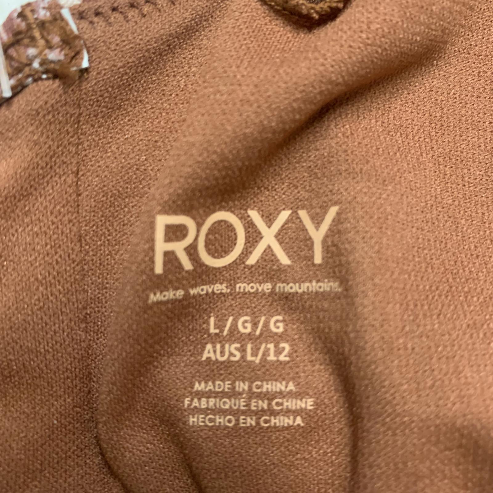 Roxy Love the Surf Knot Bikini Top Women's Sz L Brown Print Swimwear