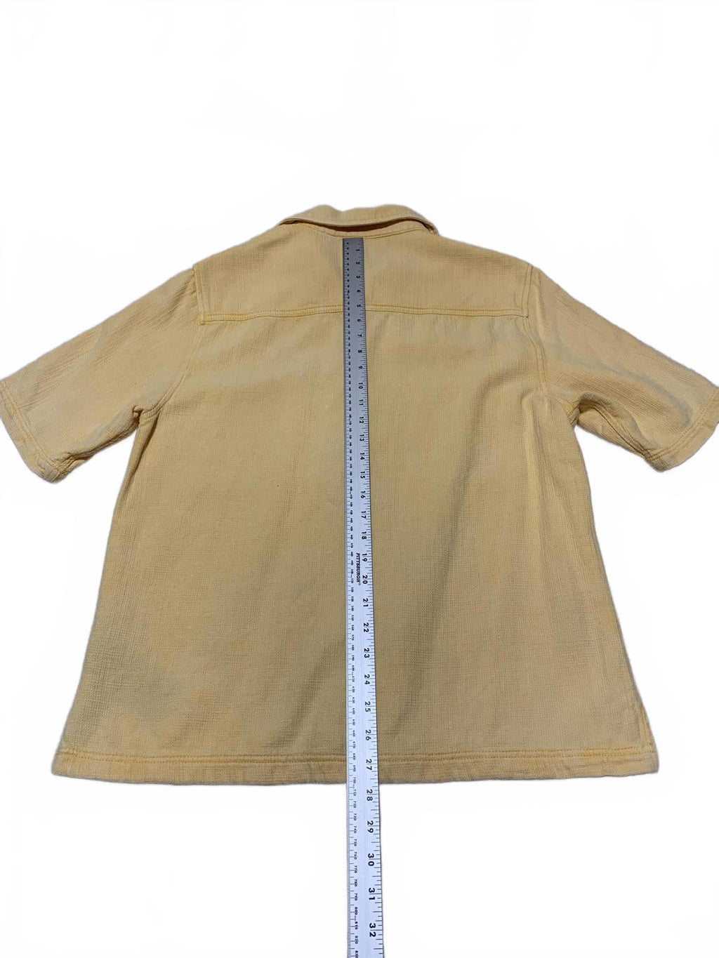 Zara Mens Size Medium Yellow Short Sleeve Button-Up Shirt