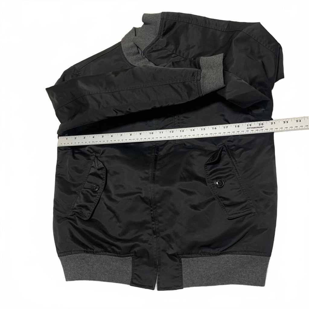 Vintage 90s Champion Co. Men's Size M Black Bomber Jacket Gray Ribbed Cuffs Hem