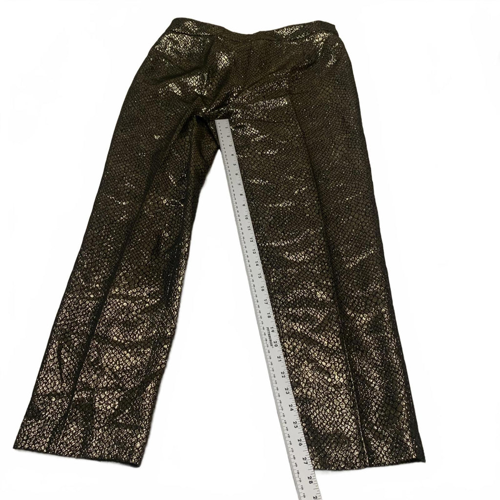 Anne Klein Womens Size 8 Metallic Gold Black Snake Skin Patterned Pants