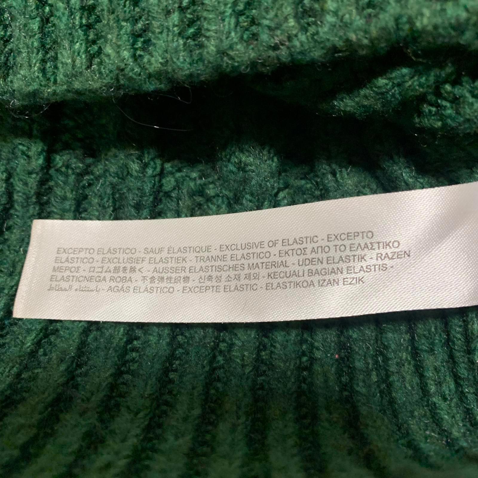 Zara Women's Size Small Dark Green Cable Knit Turtleneck Sweater Opened Shoulder