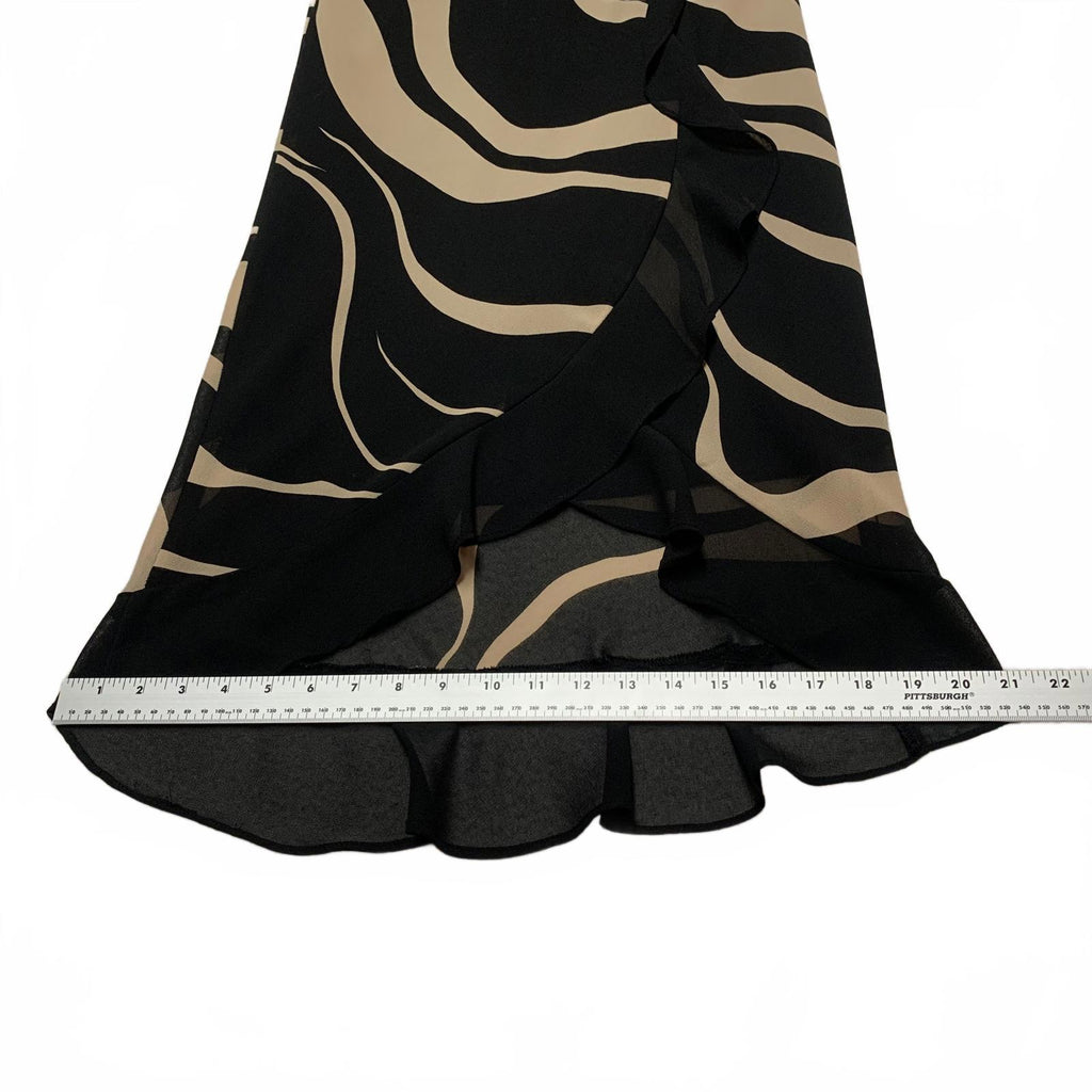 VTG Women's Size Large Black Beige Zebra Print Asynnetrical hem Skirt Unbranded