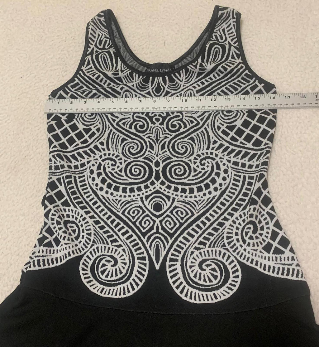 Frank Lyman Womens Size 8 Black White Patterned Sleeveless Dress