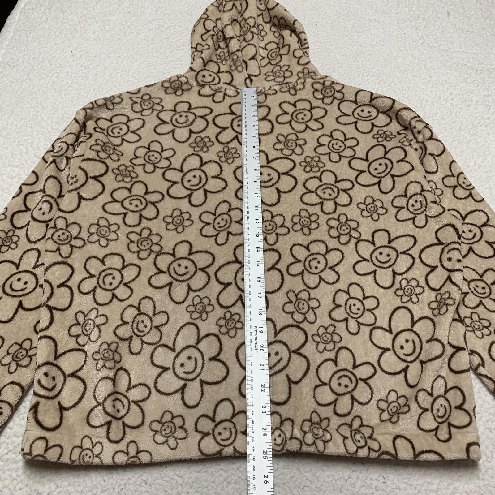 Fire & Fleur Womens Size 3xL Beige Floral Patterned Fleece Hoodie Jacket