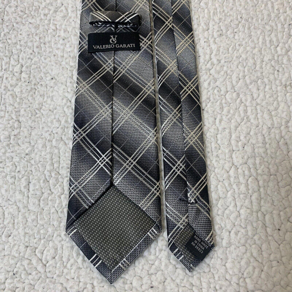 Valerio Garati Men's Plaid Neck Tie Gray Black White
