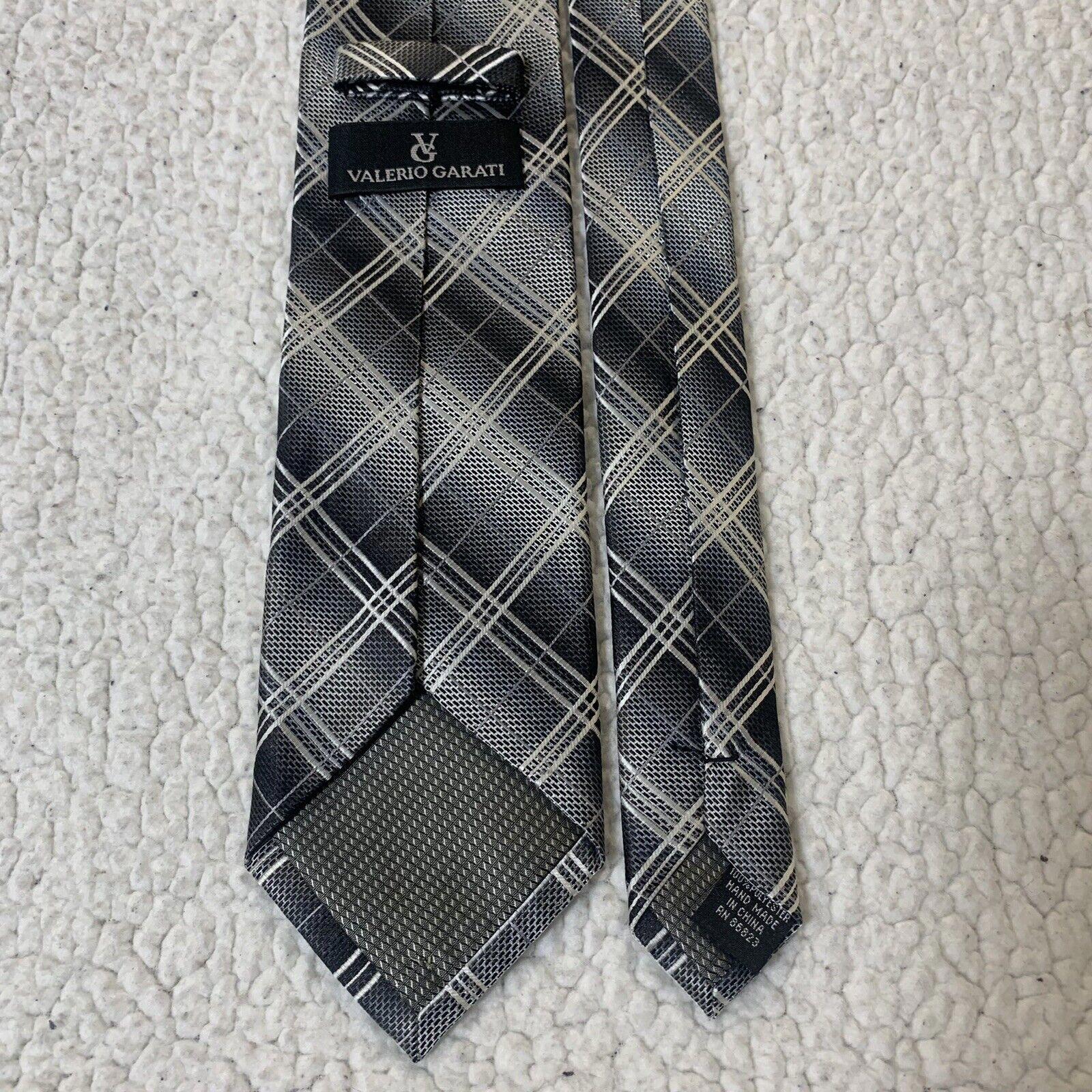 Valerio Garati Men's Plaid Neck Tie Gray Black White