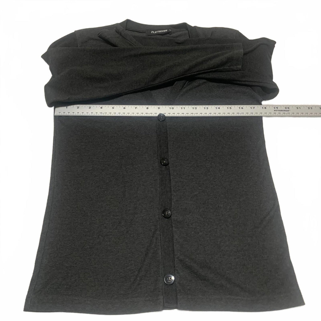Flatseven Women's Size M Charcoal Gray Button Up Cardigan Sweater Minimalist