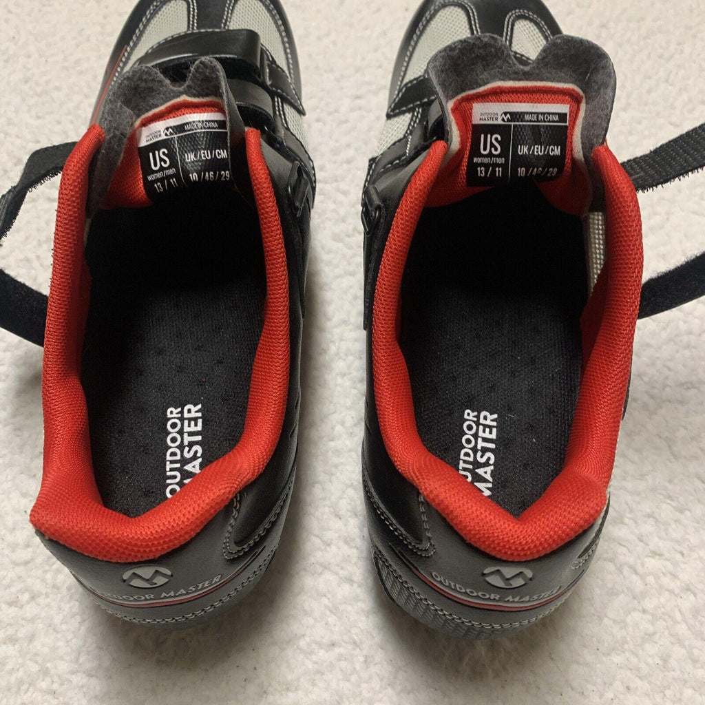 Outdoor Master Unisex Women’s Size 13 Men’s 11 Black Red Gray Cycling Shoes