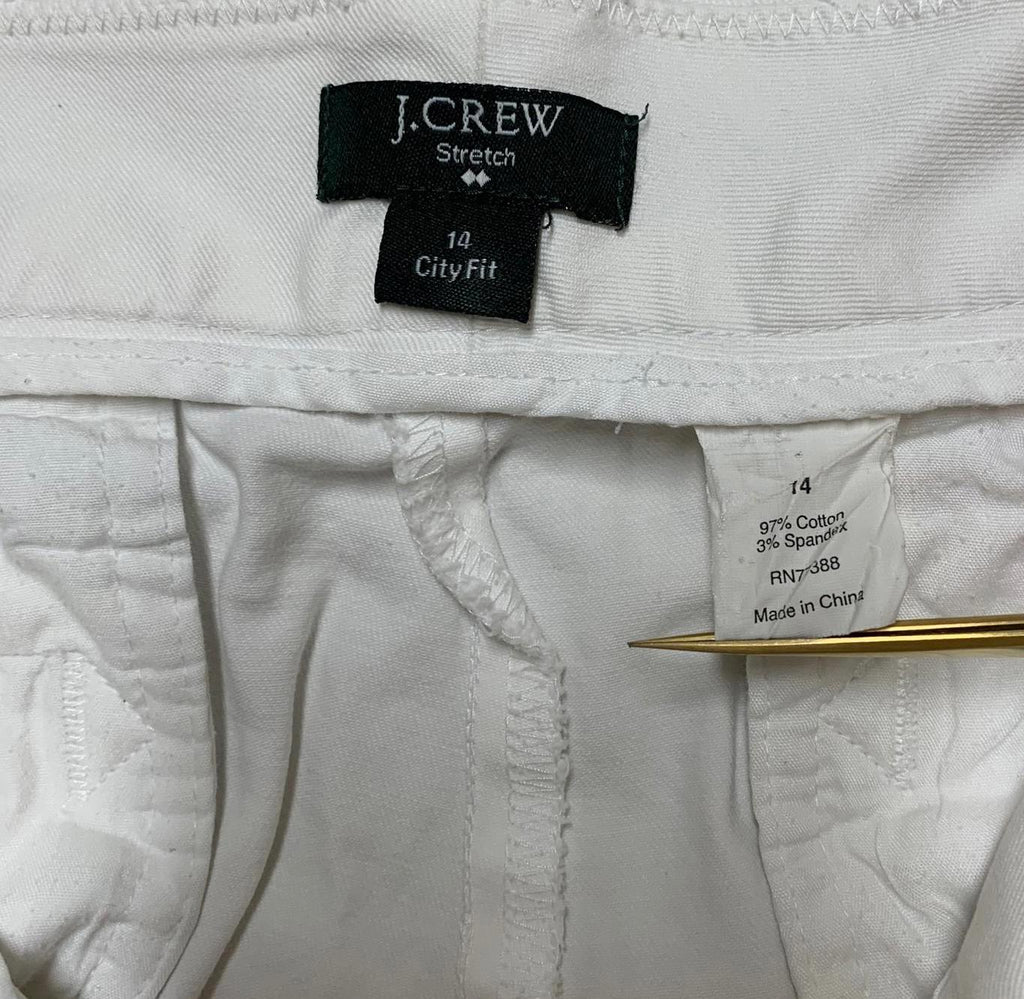 J. Crew Women’s Size 14 White Wide-Leg Cropped Pants City Fit