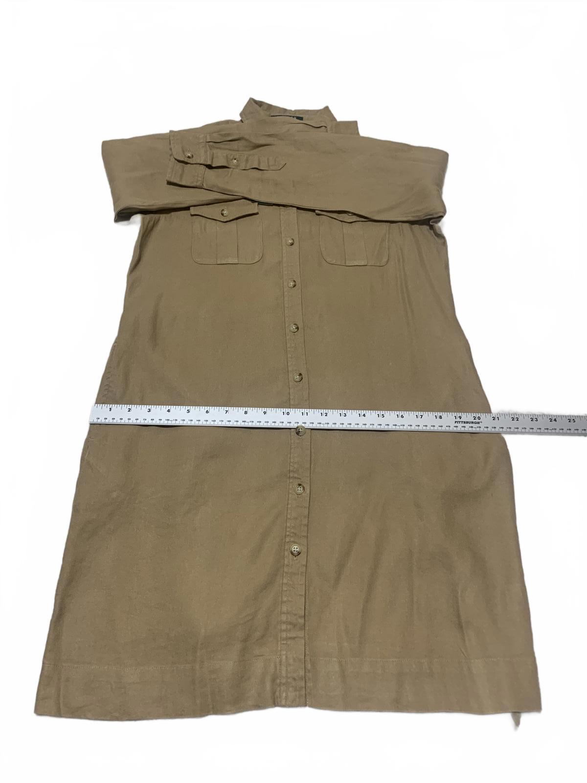Lauren Ralph Lauren Petite Women's Size Petite Medium Tan Shirt Dress Belt