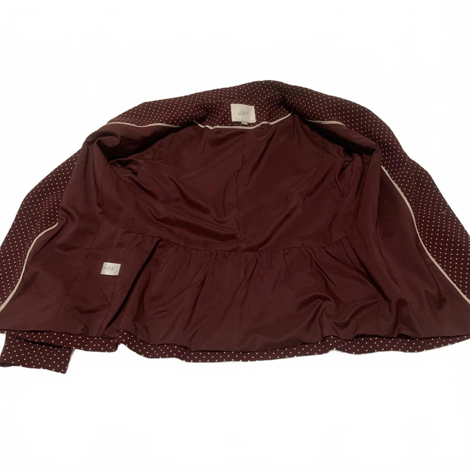 Women's Burgundy Polka Dot Blazer | LOFT Ann Taylor Petite Size S | Professional Work Jacket