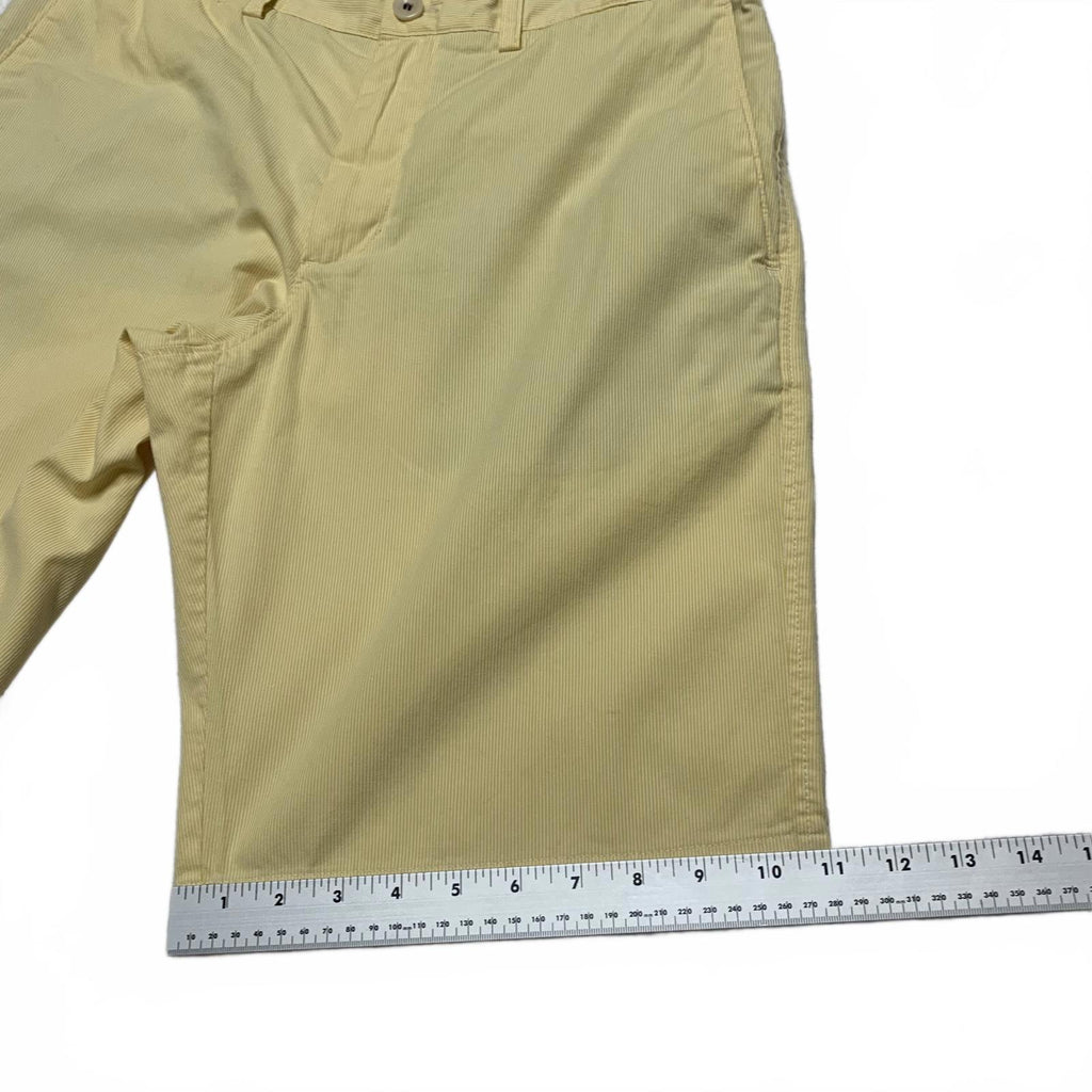 Banana Republic Mens Sz 32 Yellow PinStriped chino Shorts W34 Cotton