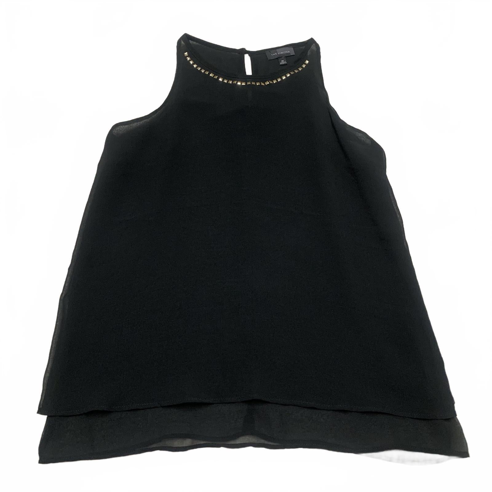 The Limited Womens Size XSmall Black Sleeveless  Blouse Studded Neckline