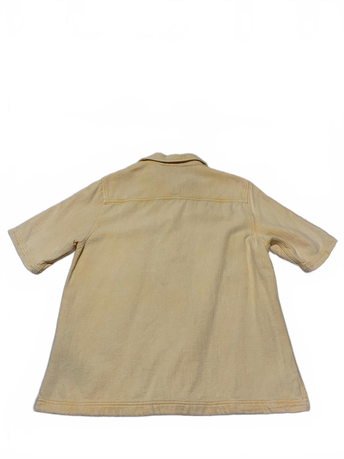 Zara Mens Size Medium Yellow Short Sleeve Button-Up Shirt