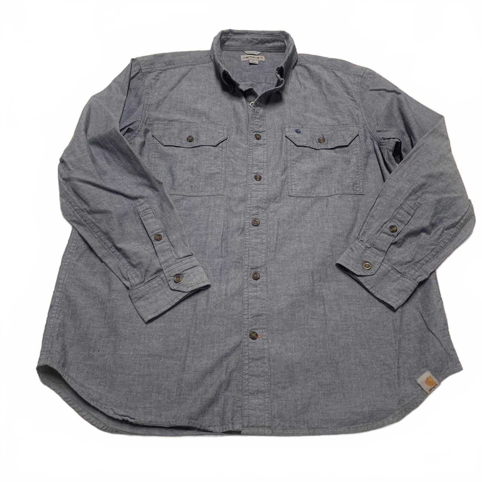 Carhartt Men’s Size Large Blue Wash Button-Up Chambray Work Shirt
