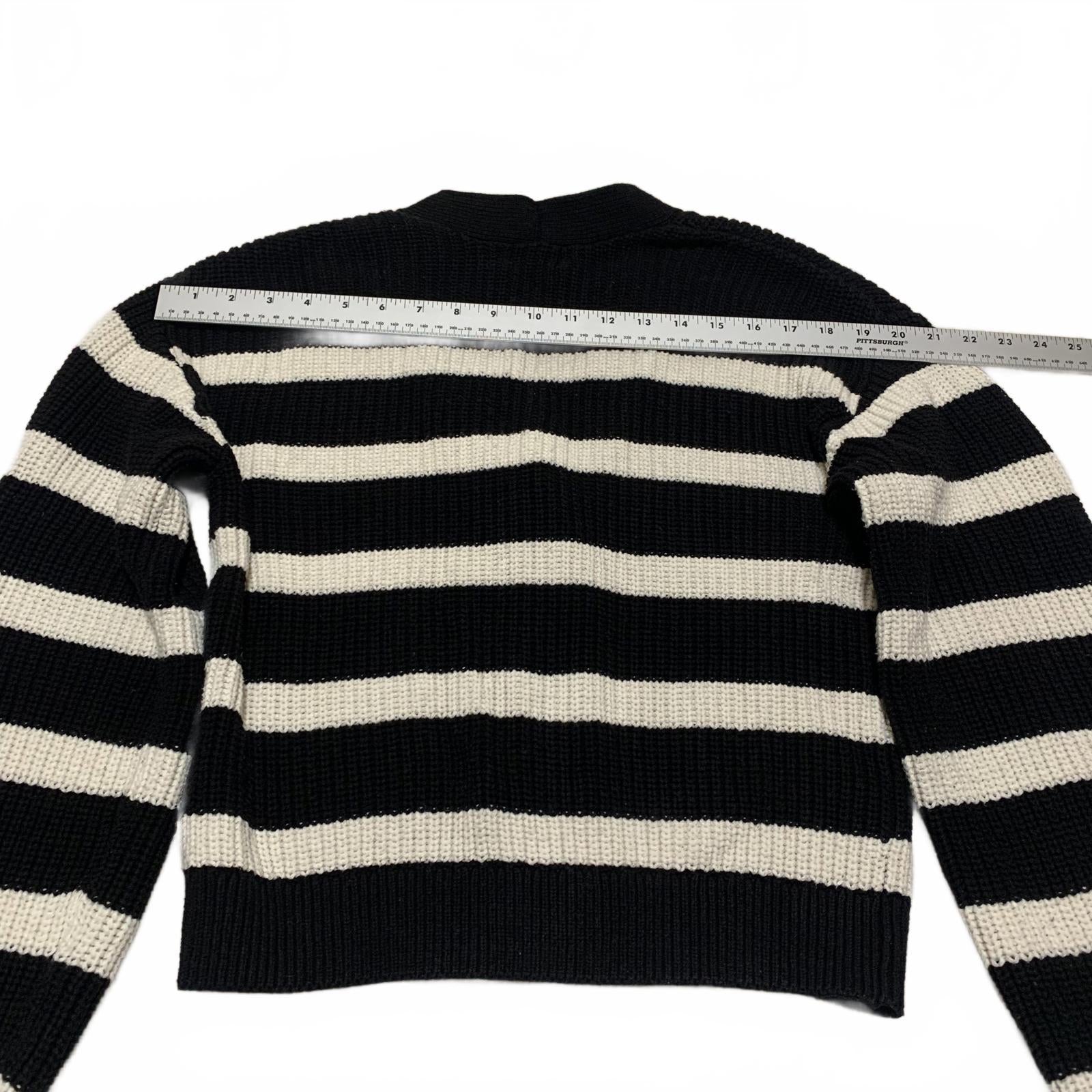 H&M Women's Size XS Black White Striped Knit Cardigan Sweater Button Front