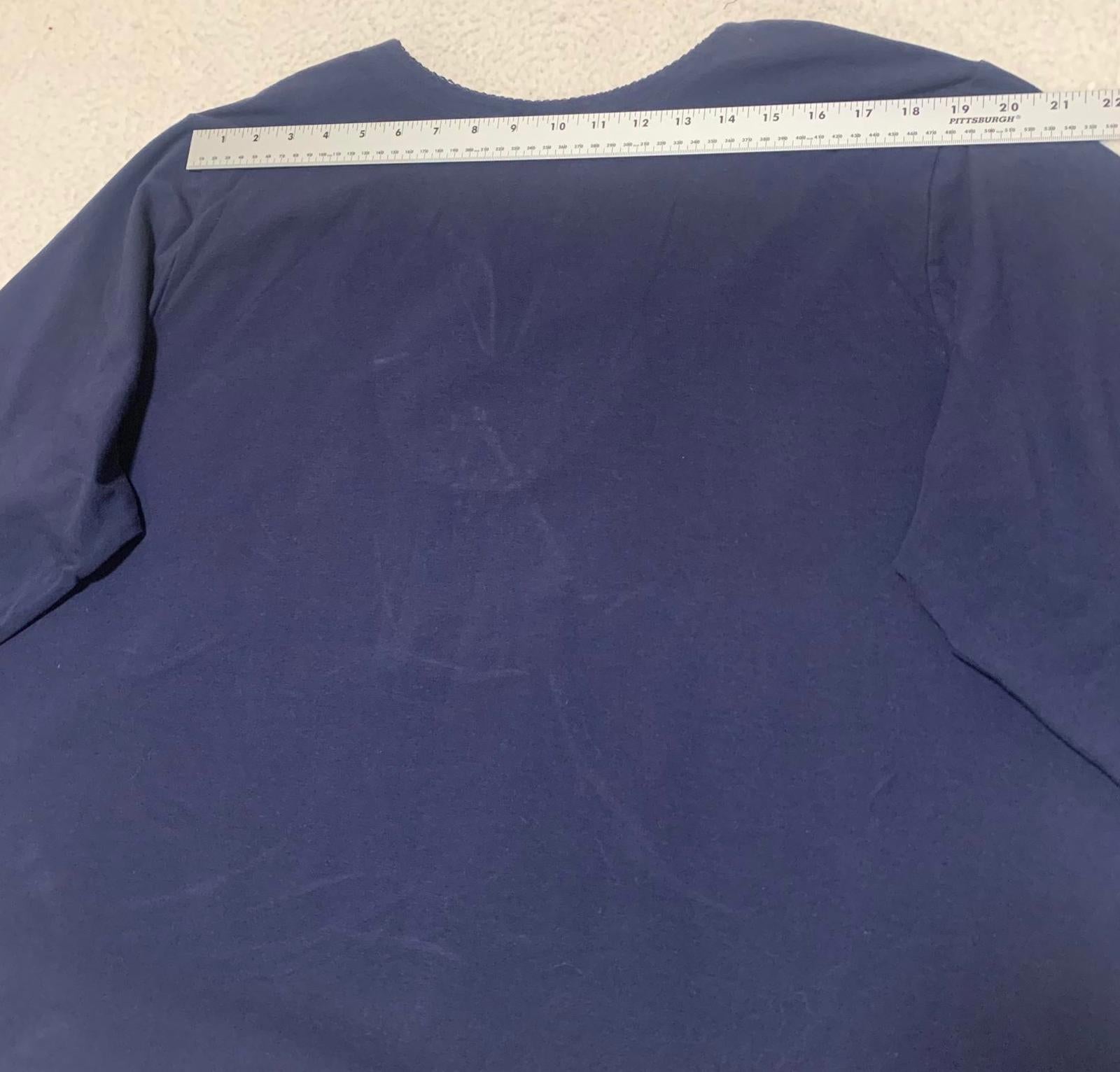 Denim & Company Navy Blue Women's Blouse Size 3X Embroidered Details