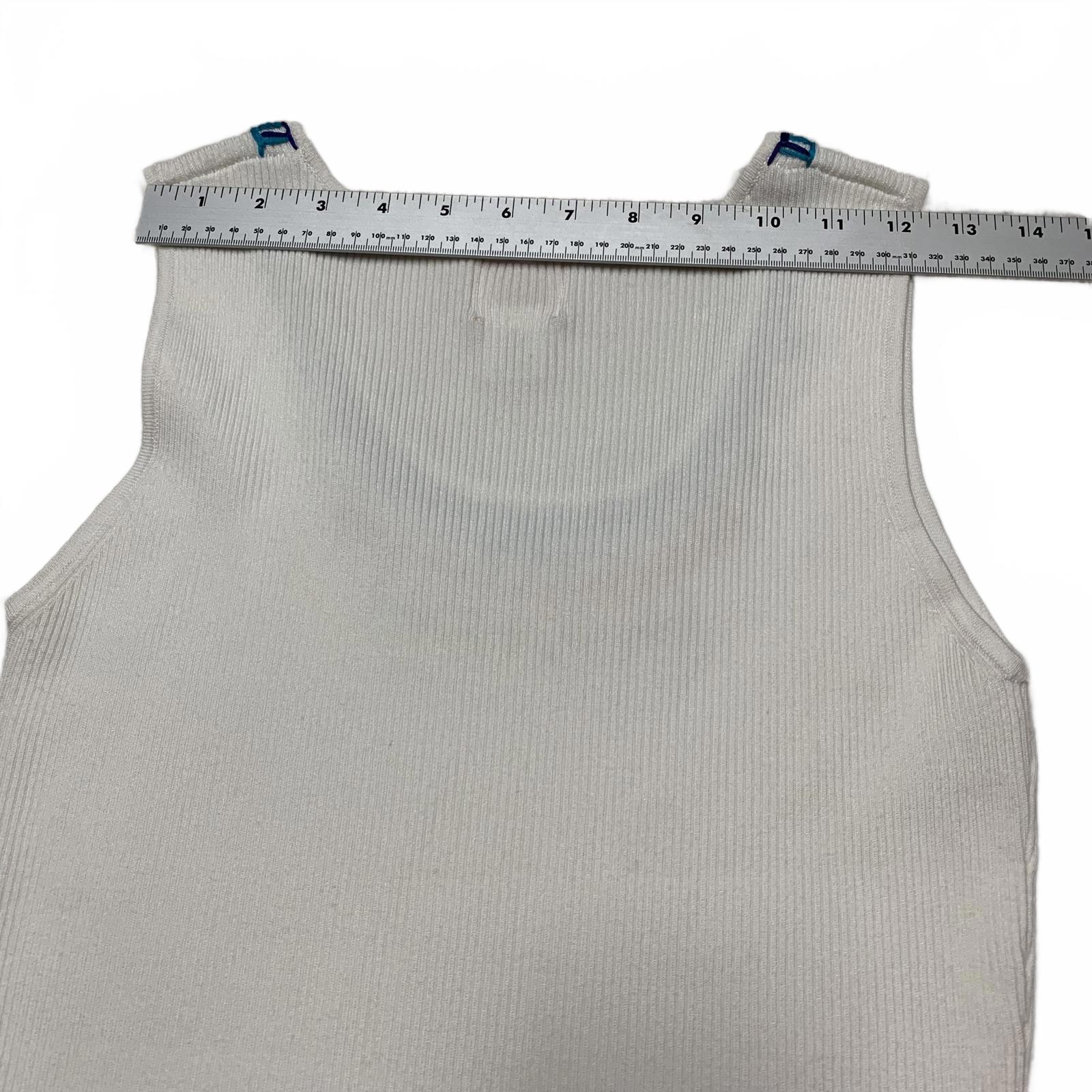 Ruby Rd. Womens Size XL Petite White Ribbed Knit Tank Top Decorative Neckline