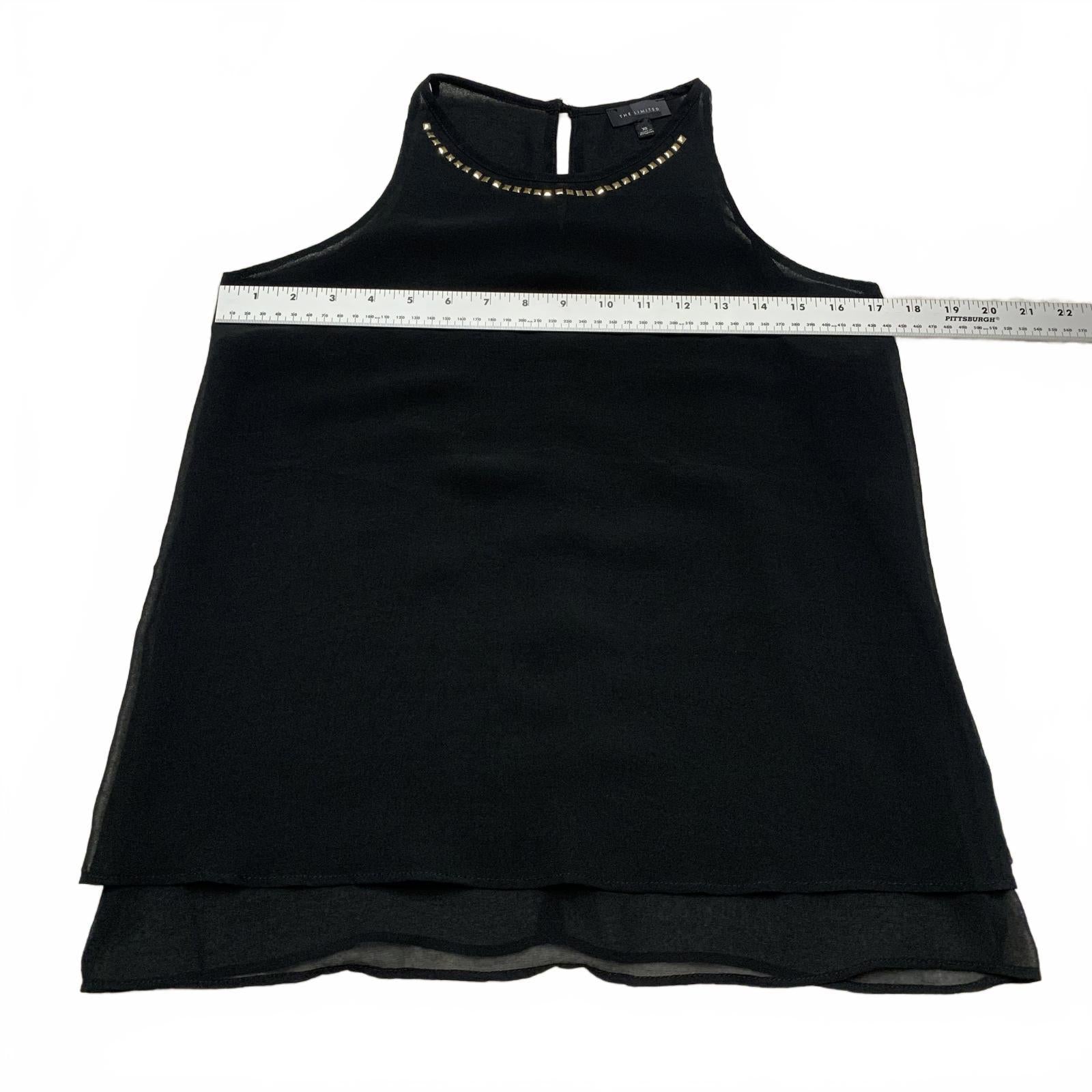 The Limited Womens Size XSmall Black Sleeveless  Blouse Studded Neckline