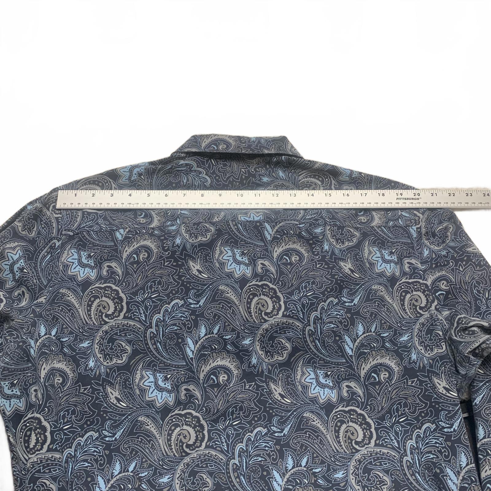 Alfani Men's Size XLarge 17 17.5 Blue Paisley Print Long Sleeve Button Shirt