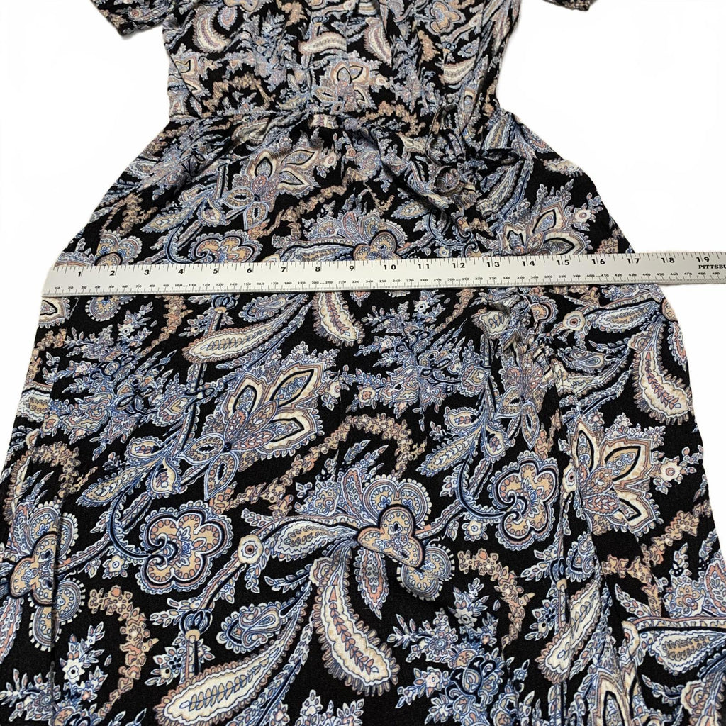 Aqua Womens Sz M Floral Print Maxi Dress Short Sleeve Rayon