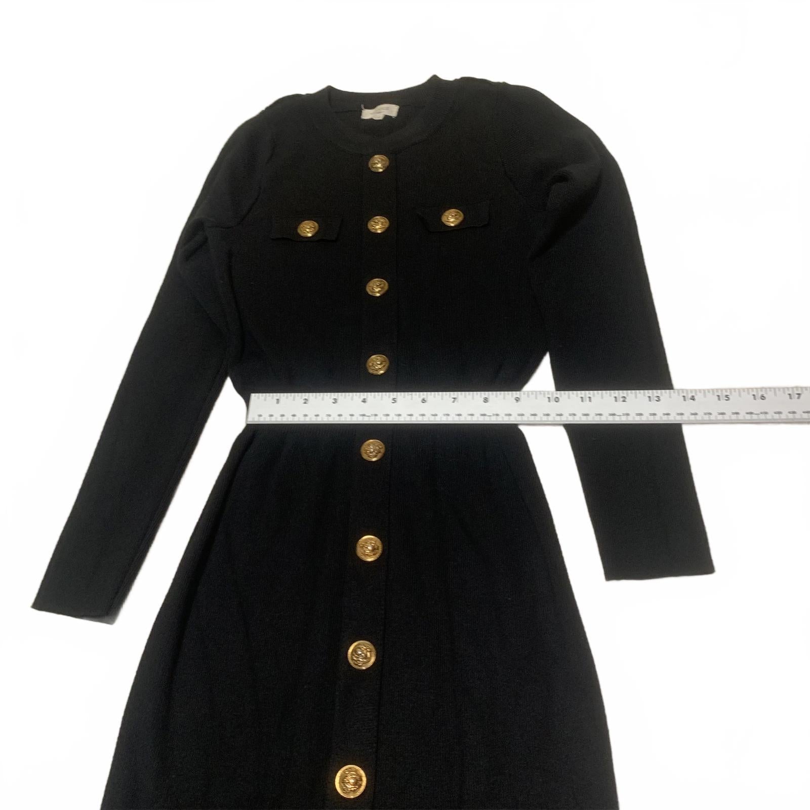 Moocci Paris Women's Size S/M Black Long Sleeve Button Front Stretch Dress
