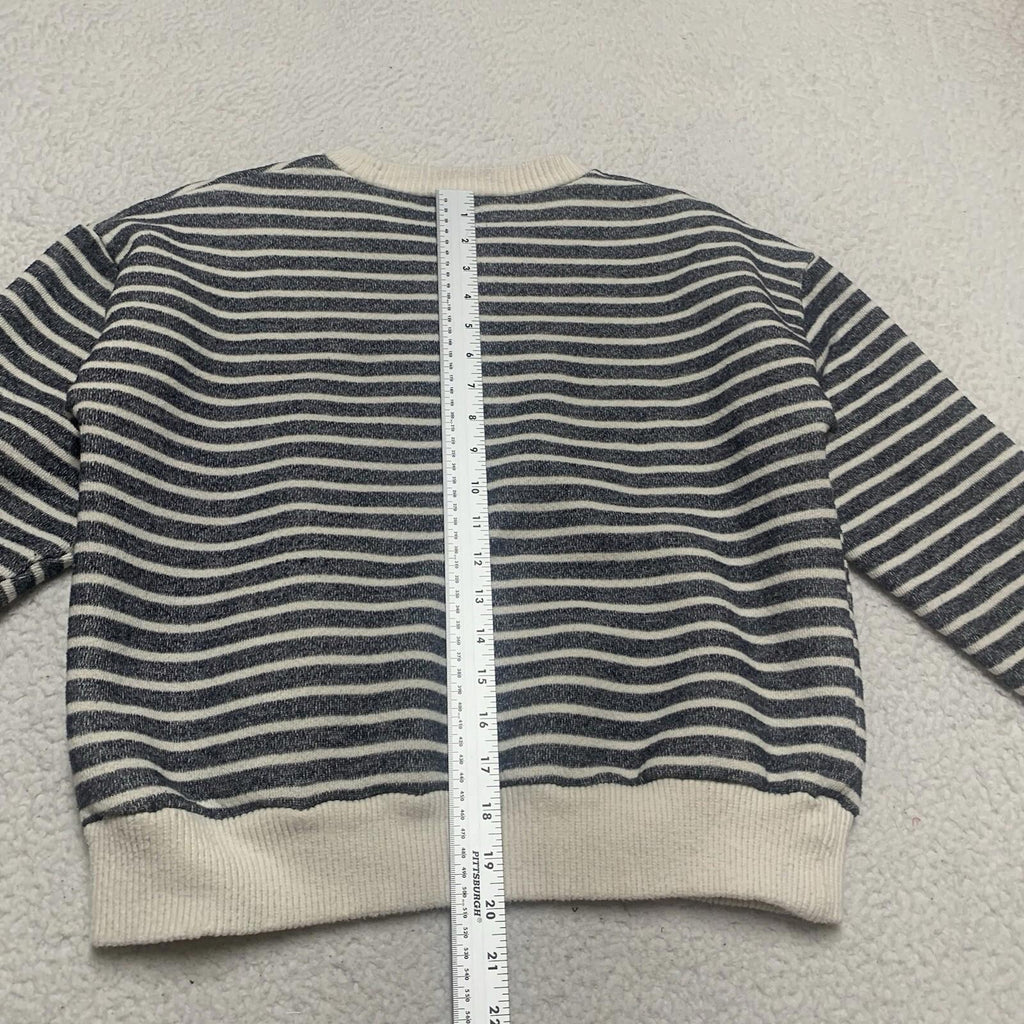 Zara Womens Size M Blue Beige Cropped Long Sleeve Sweater Top Loungewear
