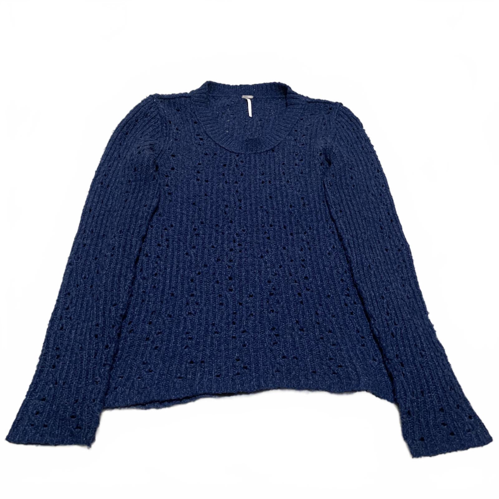 Free People Women's Size L Blue Pullover Long Sleeve Knit Sweater
