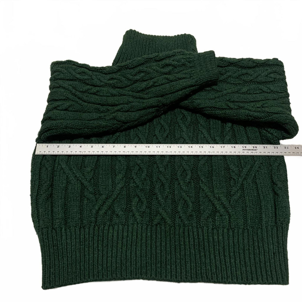 Zara Women's Size Small Dark Green Cable Knit Turtleneck Sweater Opened Shoulder