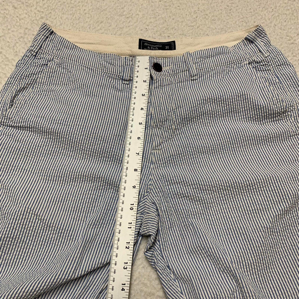Abercrombie & Fitch Men's Sz 31 Blue White Striped Chino Shorts Nautical W30.5