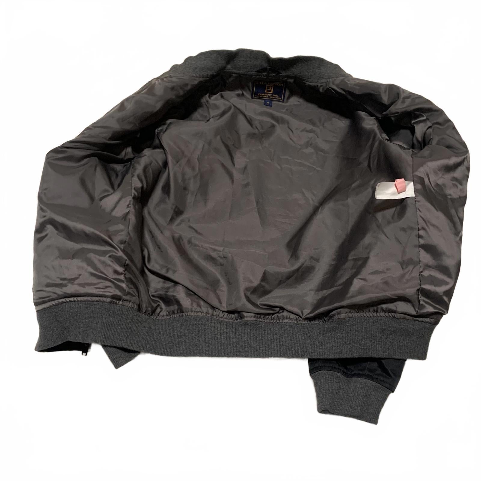 Vintage 90s Champion Co. Men's Size M Black Bomber Jacket Gray Ribbed Cuffs Hem