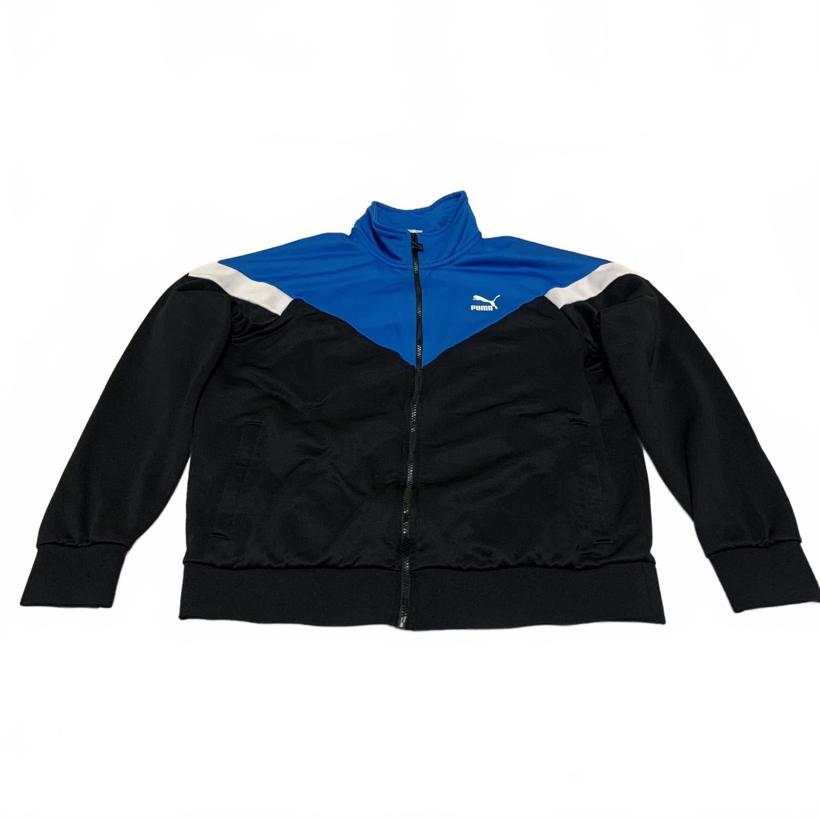 Puma Men's Size L Black Royal Blue Blue Track Jacket  Zip Up