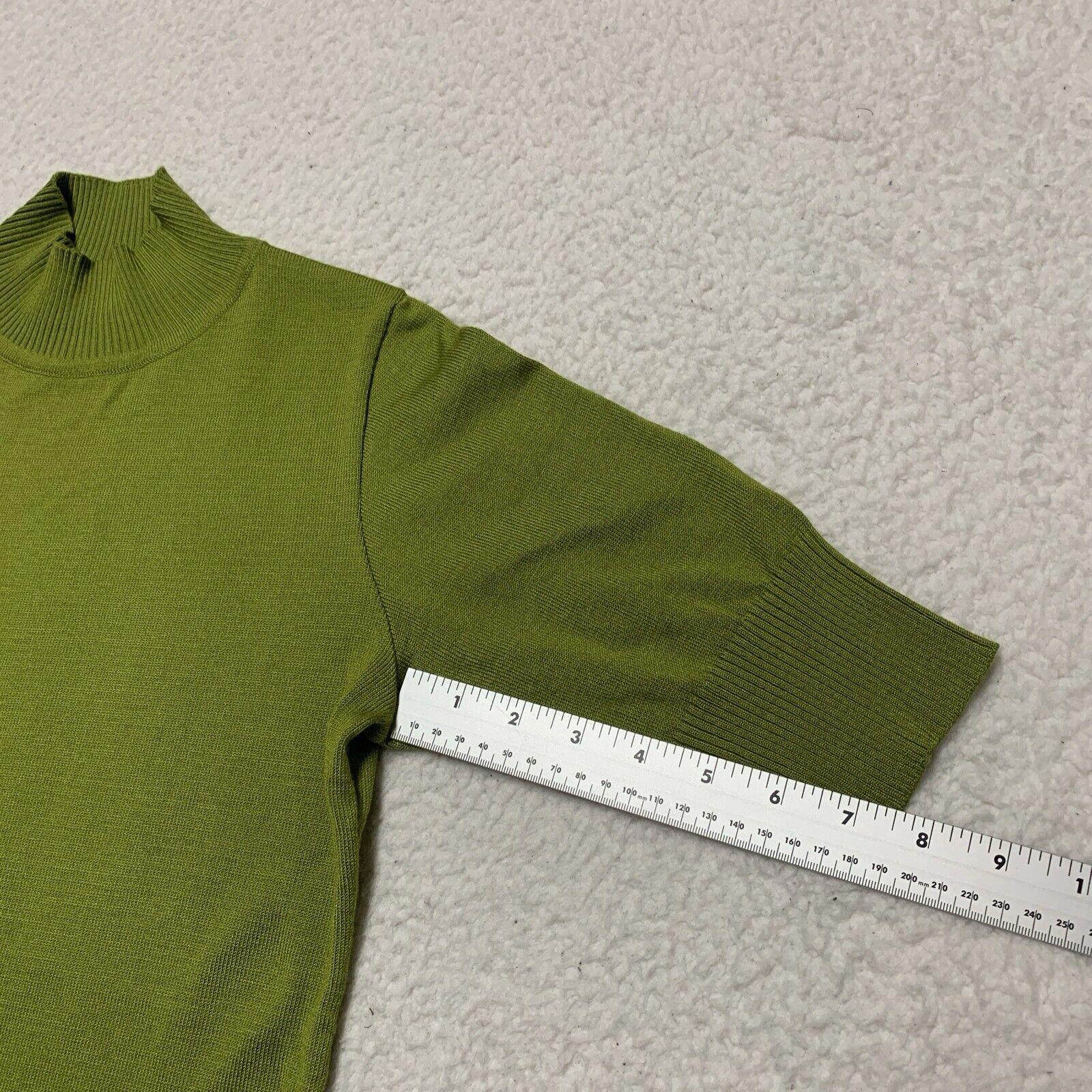 Of White Women’s Size 38 Lime Green  Half Sleeve Mock Neck Shirt Stretch Top